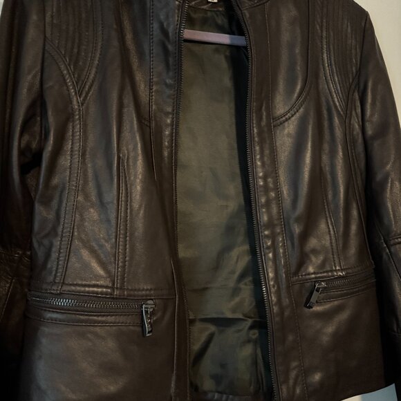 Vintage Pelle Chocolate Brown Leather Jacket – 90s Minimalist / Quiet Luxury - Picture 2 of 6